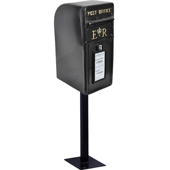 ER Royal Mail Post Black With Stand - Click Image to Close